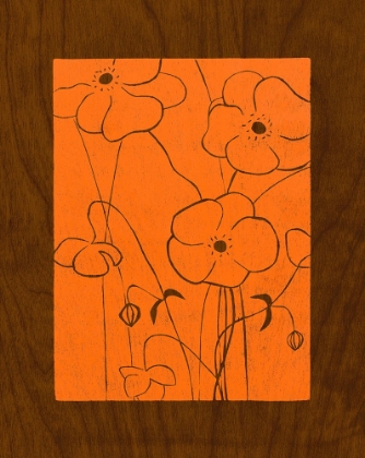 Picture of WENGE WOOD FLORAL 4-ORANGE