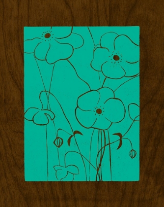 Picture of WENGE WOOD FLORAL 4-TEAL