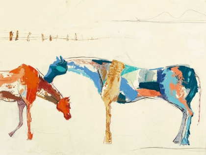 Picture of PAINTED HORSES GRAZING 1