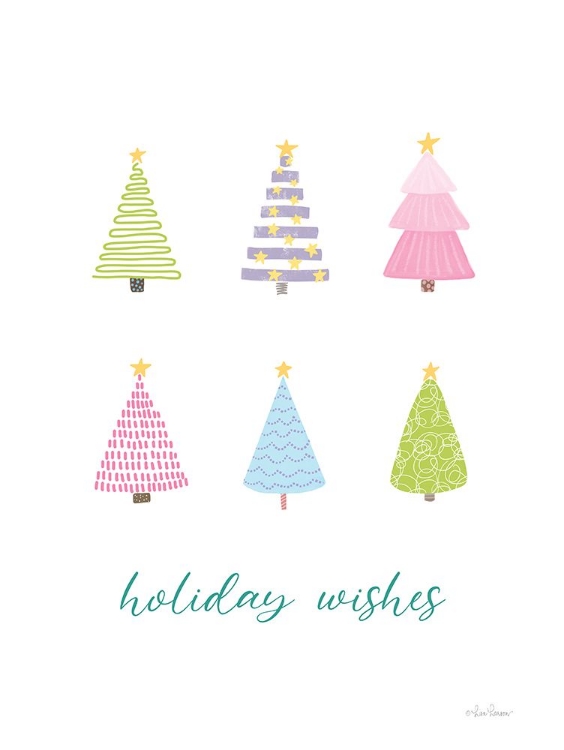 Picture of HOLIDAY WISHES PASTEL CHRISTMAS TREES