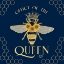 Picture of HONEY BEES AND FLOWERS PLEASE ON BLUE IV-THE QUEEN
