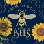 Picture of HONEY BEES AND FLOWERS PLEASE ON BLUE VI-PARDON THE WEEDS