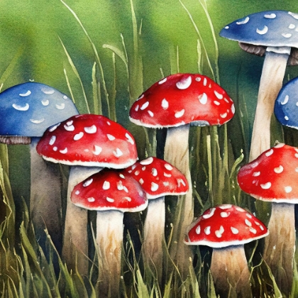 Picture of BLUE AND RED MUSHROOMS