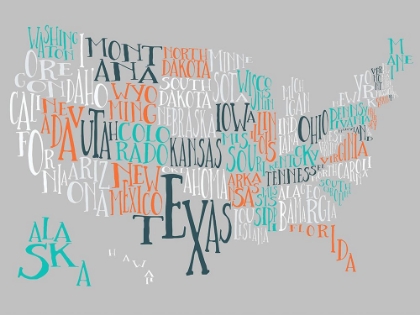 Picture of ORANGE TAFFY US TYPOGRAPHY MAP