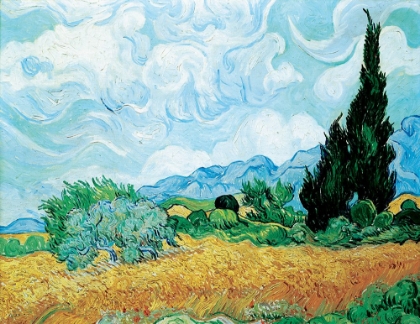 Picture of VAN GOUGH-YELLOW WHEAT AND CYPRESSES
