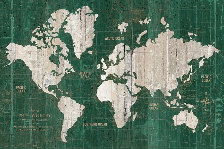 Picture of OLD WORLD MAP GREEN