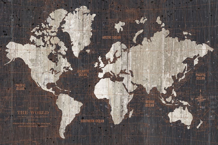 Picture of OLD WORLD MAP DARK NEUTRAL