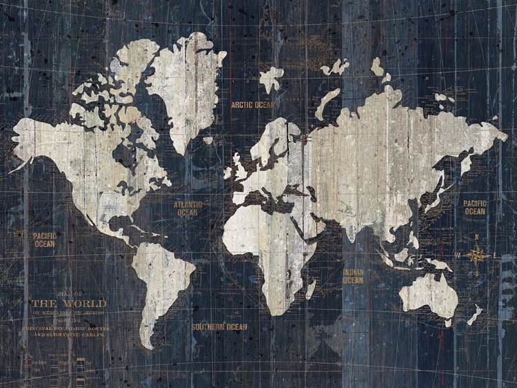 Picture of OLD WORLD MAP BLUE V2 CROP