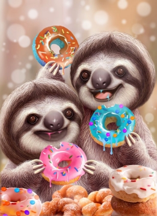 Picture of SLOTHS EATING DONUTS