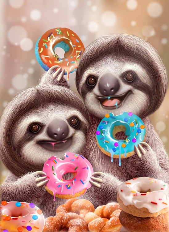 Picture of SLOTHS EATING DONUTS