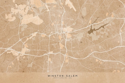 Picture of MAP OF WINSTON SALEM (NC, USA) IN SEPIA VINTAGE STYLE