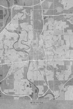 Picture of MAP OF WICHITA (KANSAS, USA) IN GRAY VINTAGE STYLE