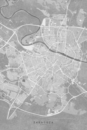 Picture of MAP OF ZARAGOZA (SPAIN) IN GRAY VINTAGE STYLE