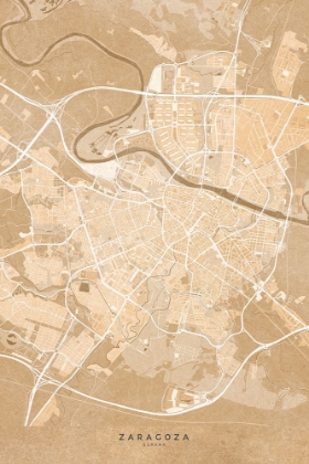 Picture of MAP OF ZARAGOZA (SPAIN) IN SEPIA VINTAGE STYLE