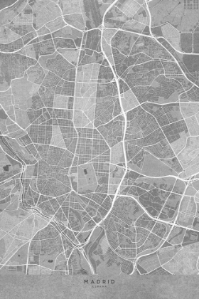 Picture of MAP OF MADRID (SPAIN) IN GRAY VINTAGE STYLE