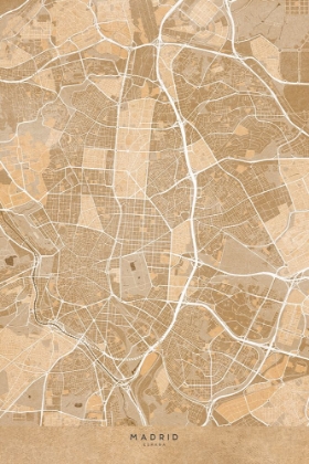 Picture of MAP OF MADRID (SPAIN) IN SEPIA VINTAGE STYLE