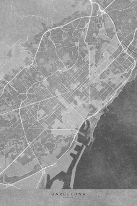 Picture of MAP OF BARCELONA (SPAIN) IN GRAY VINTAGE STYLE
