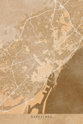 Picture of MAP OF BARCELONA (SPAIN) IN SEPIA VINTAGE STYLE