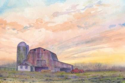 Picture of RED BARN AT SUNSET 1