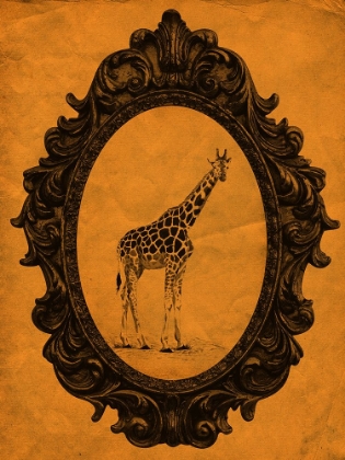 Picture of FRAMED GIRAFFE IN TANGERINE