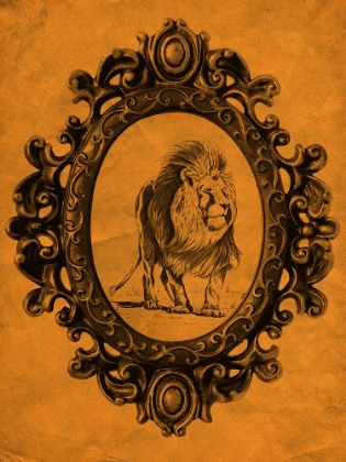 Picture of FRAMED LION IN TANGERINE