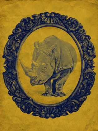 Picture of FRAMED RHINOCEROS IN YELLOW