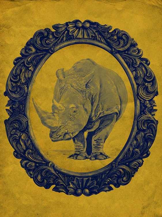 Picture of FRAMED RHINOCEROS IN YELLOW