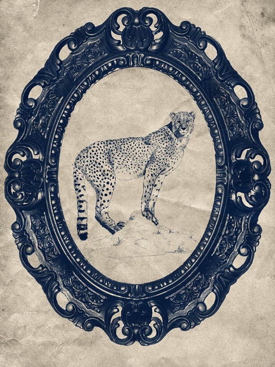 Picture of FRAMED CHEETAH IN NAVY