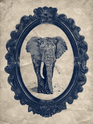Picture of FRAMED ELEPHANT IN NAVY