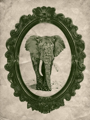 Picture of FRAMED ELEPHANT IN EVERGREEN