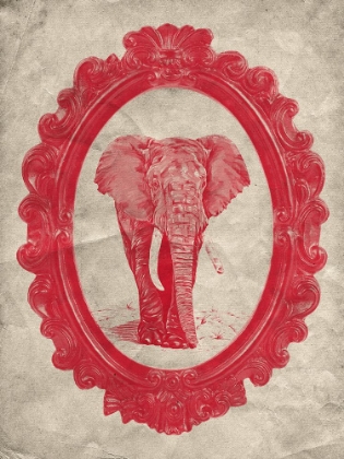 Picture of FRAMED ELEPHANT IN CRIMSON