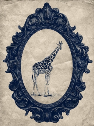 Picture of FRAMED GIRAFFE IN NAVY