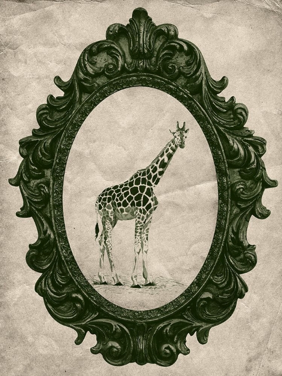 Picture of FRAMED GIRAFFE IN EVERGREEN