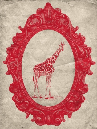 Picture of FRAMED GIRAFFE IN CRIMSON