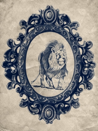 Picture of FRAMED LION IN NAVY