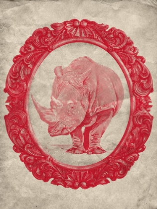 Picture of FRAMED RHINOCEROS IN CRIMSON