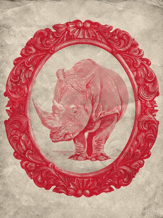 Picture of FRAMED RHINOCEROS IN CRIMSON