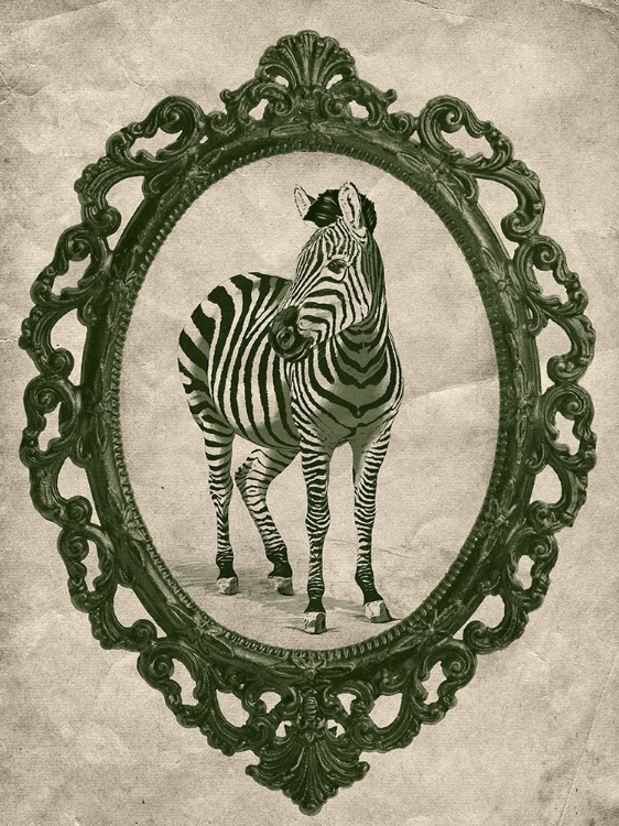 Picture of FRAMED ZEBRA IN EVERGREEN