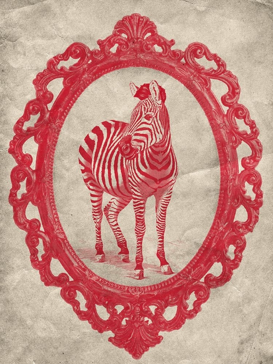 Picture of FRAMED ZEBRA IN CRIMSON