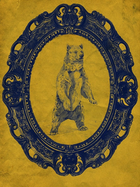 Picture of FRAMED GRIZZLY BEAR IN YELLOW