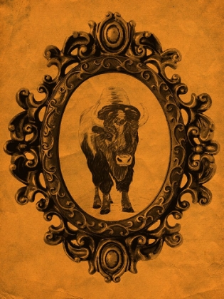 Picture of FRAMED BISON IN TANGERINE