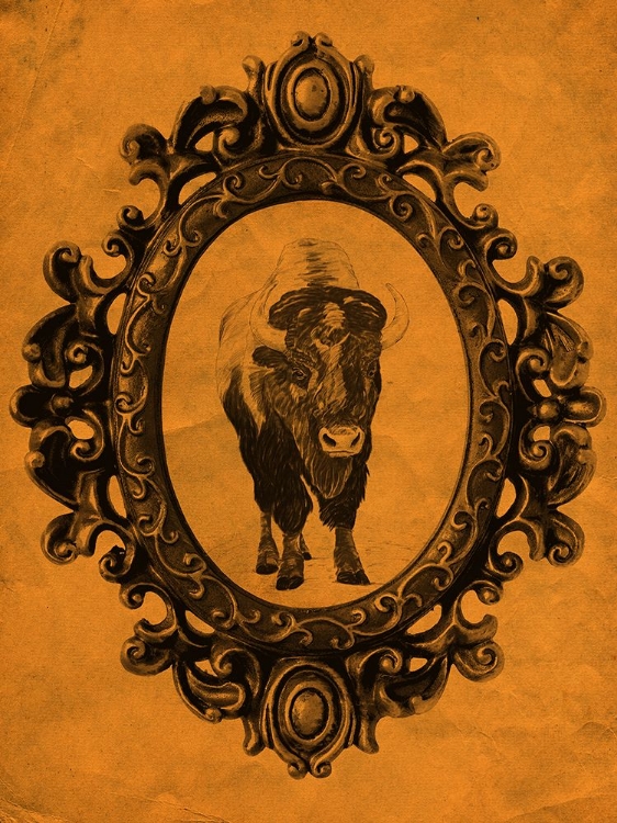 Picture of FRAMED BISON IN TANGERINE