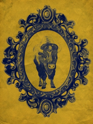 Picture of FRAMED BISON IN YELLOW