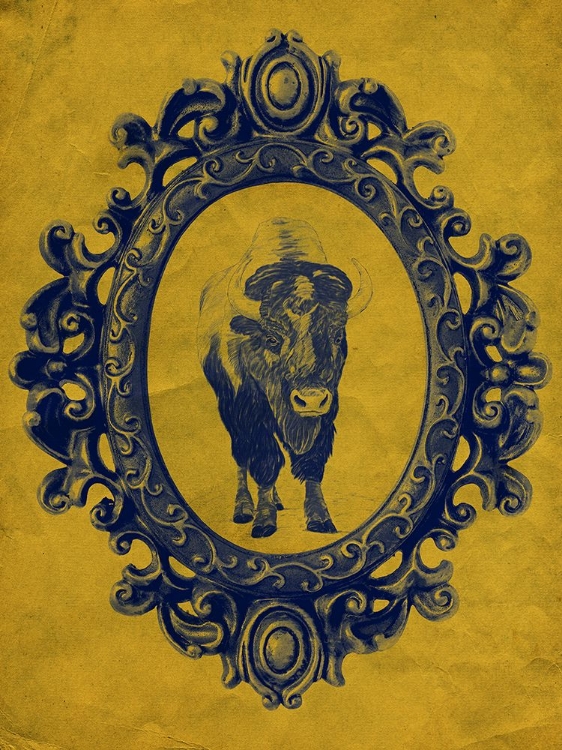 Picture of FRAMED BISON IN YELLOW