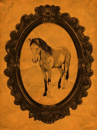 Picture of FRAMED PAINT HORSE IN TANGERINE