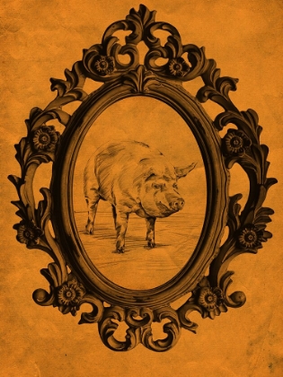 Picture of FRAMED PIG IN TANGERINE