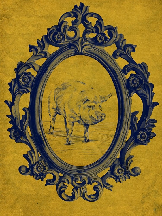 Picture of FRAMED PIG IN YELLOW