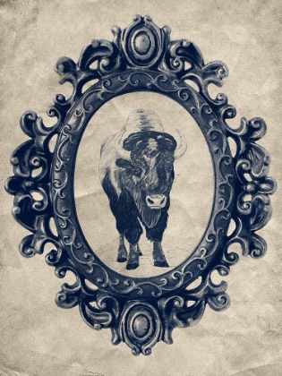 Picture of FRAMED BISON IN NAVY