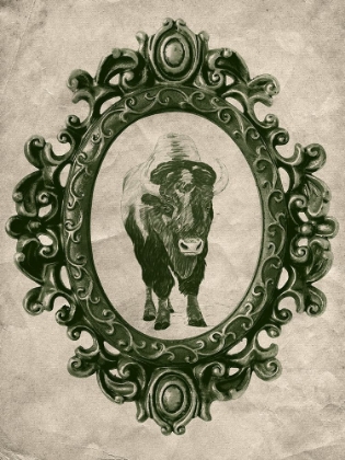 Picture of FRAMED BISON IN EVERGREEN
