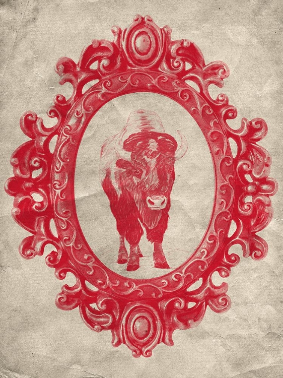 Picture of FRAMED BISON IN CRIMSON